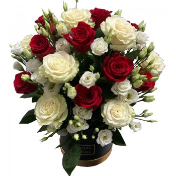 Aranjament Eusoma cu Trandafiri albi si rosii