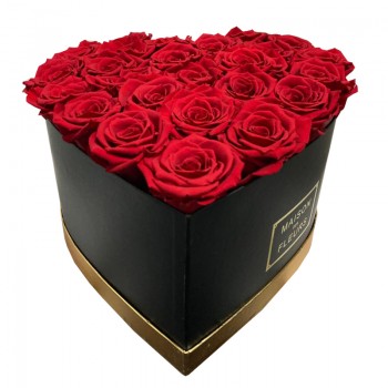 Cutie inima 25 trandafiri criogenati rosii